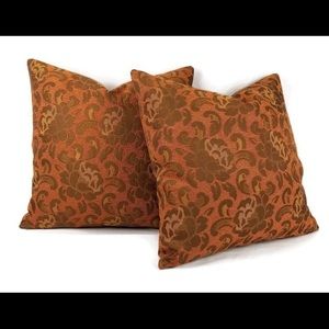 Pair of beautifully made Deep Terra Cotta and Ochre /Gold pillow covers!
